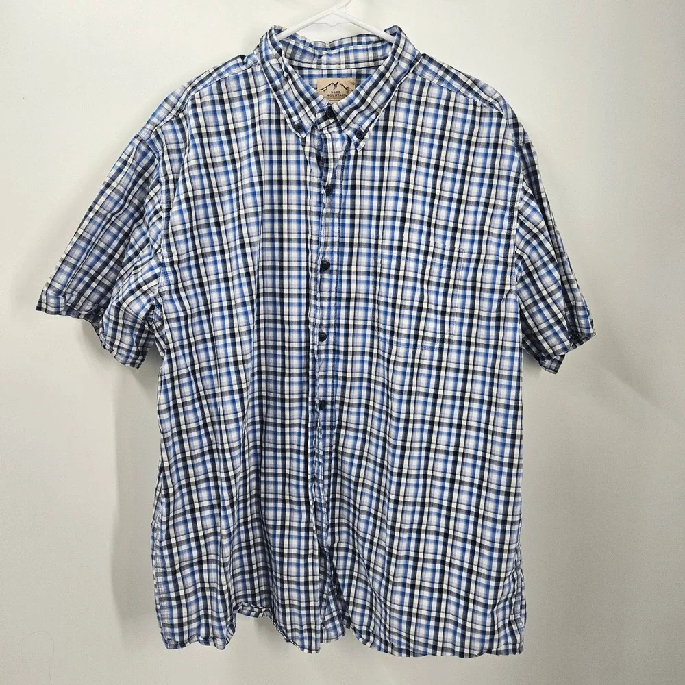 Blue‎ Mountain Mens XL Short Sleeve Plaid Button Down Shirt
